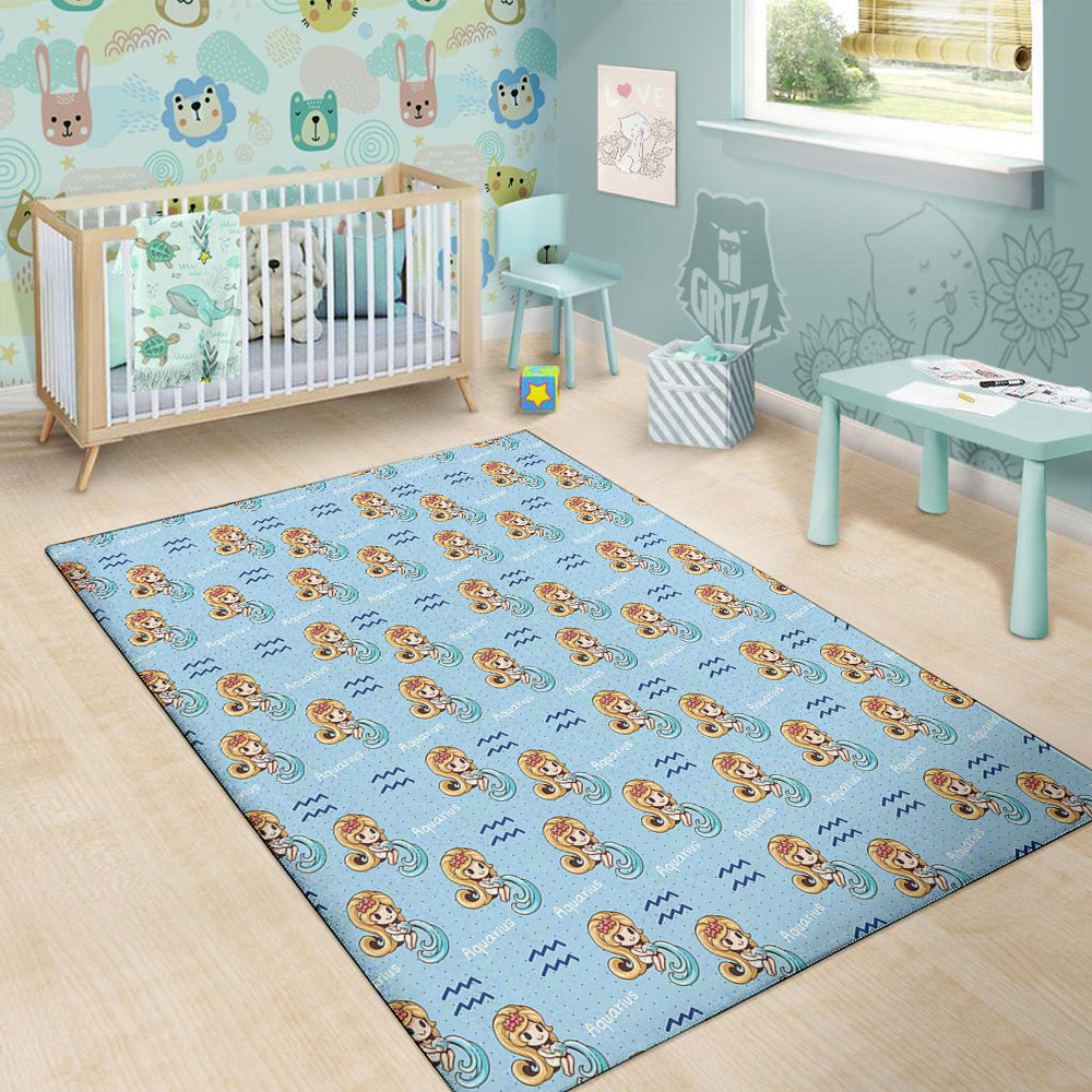 Aquarius Cute Cartoon Print Pattern Floor Mat-grizzshop