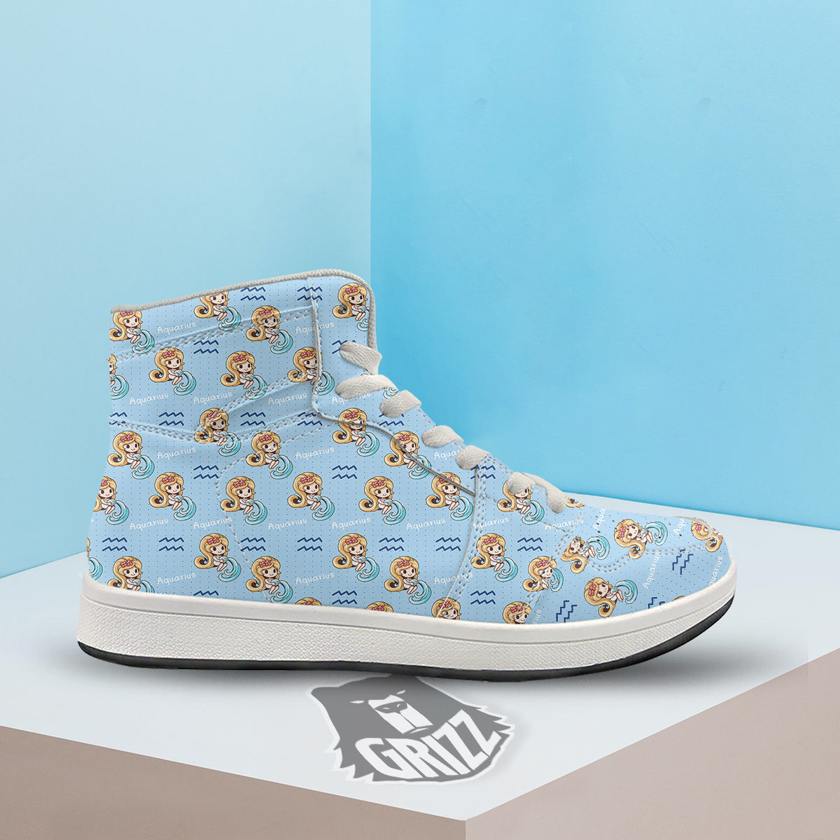 Aquarius Cute Cartoon Print Pattern High Top Sneakers-grizzshop