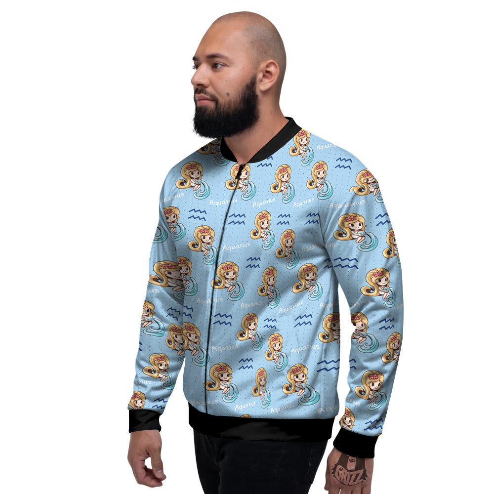 Aquarius Cute Cartoon Print Pattern Men's Bomber Jacket-grizzshop