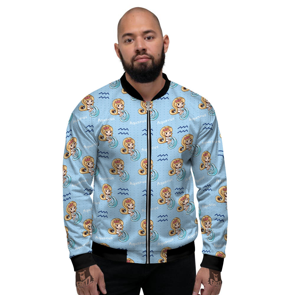 Aquarius Cute Cartoon Print Pattern Men's Bomber Jacket-grizzshop