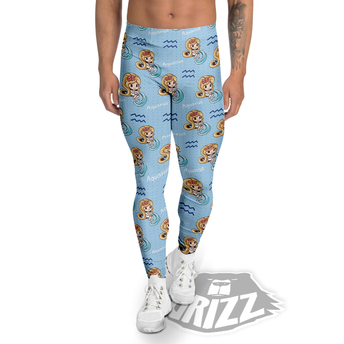 Aquarius Cute Cartoon Print Pattern Men's Leggings-grizzshop