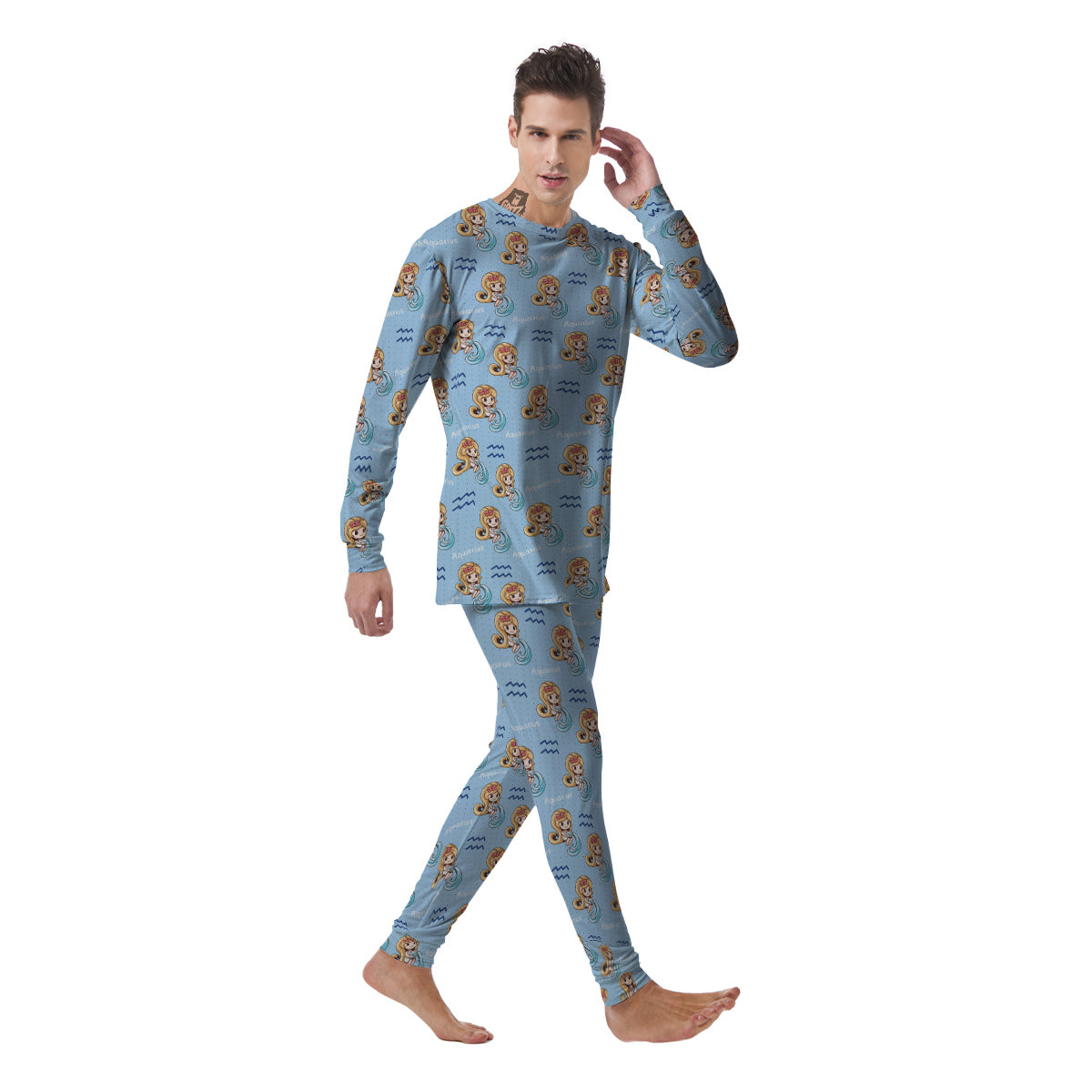Aquarius Cute Cartoon Print Pattern Men's Pajamas-grizzshop