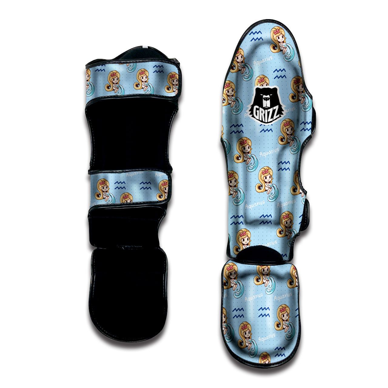Aquarius Cute Cartoon Print Pattern Muay Thai Shin Guards-grizzshop