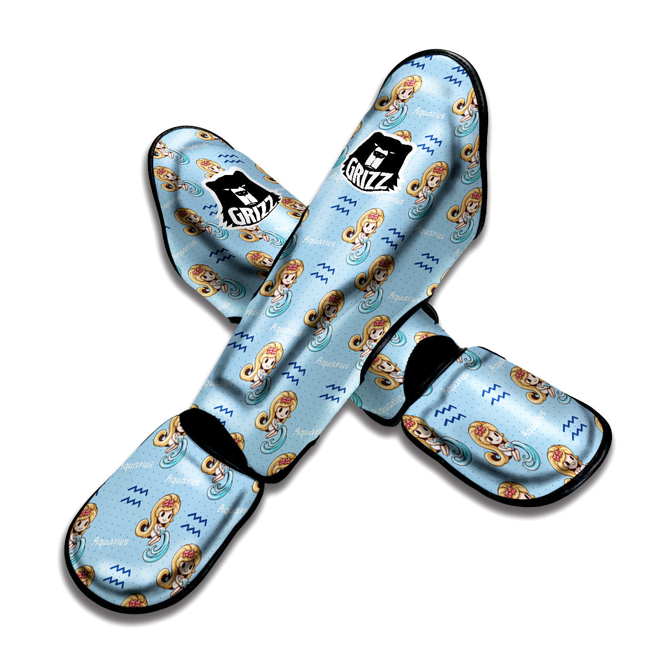 Aquarius Cute Cartoon Print Pattern Muay Thai Shin Guards-grizzshop