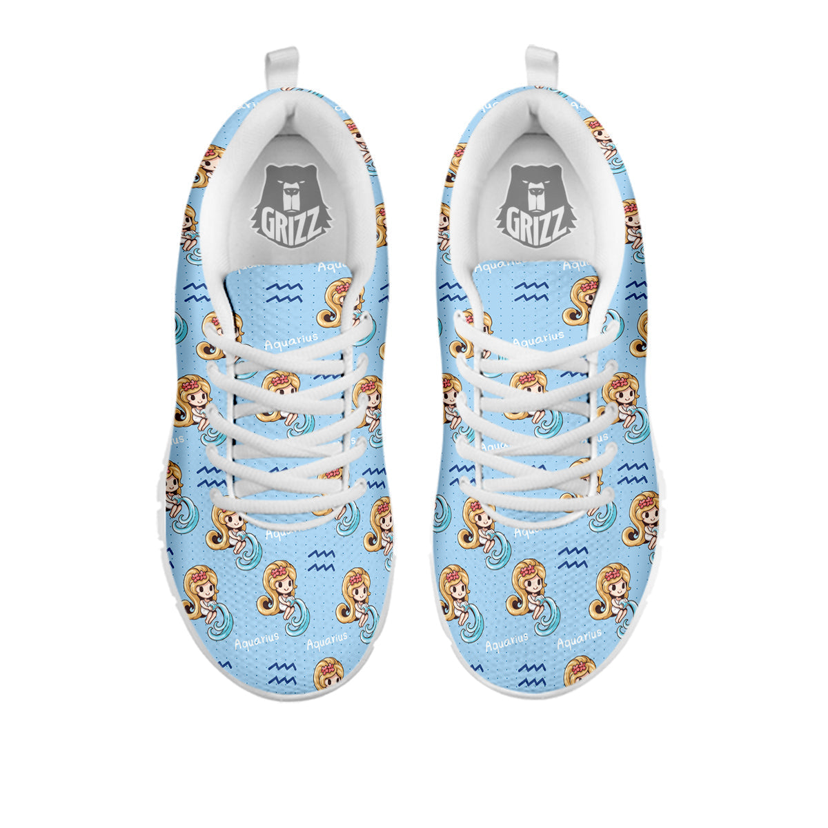 Aquarius Cute Cartoon Print Pattern White Sneaker-grizzshop