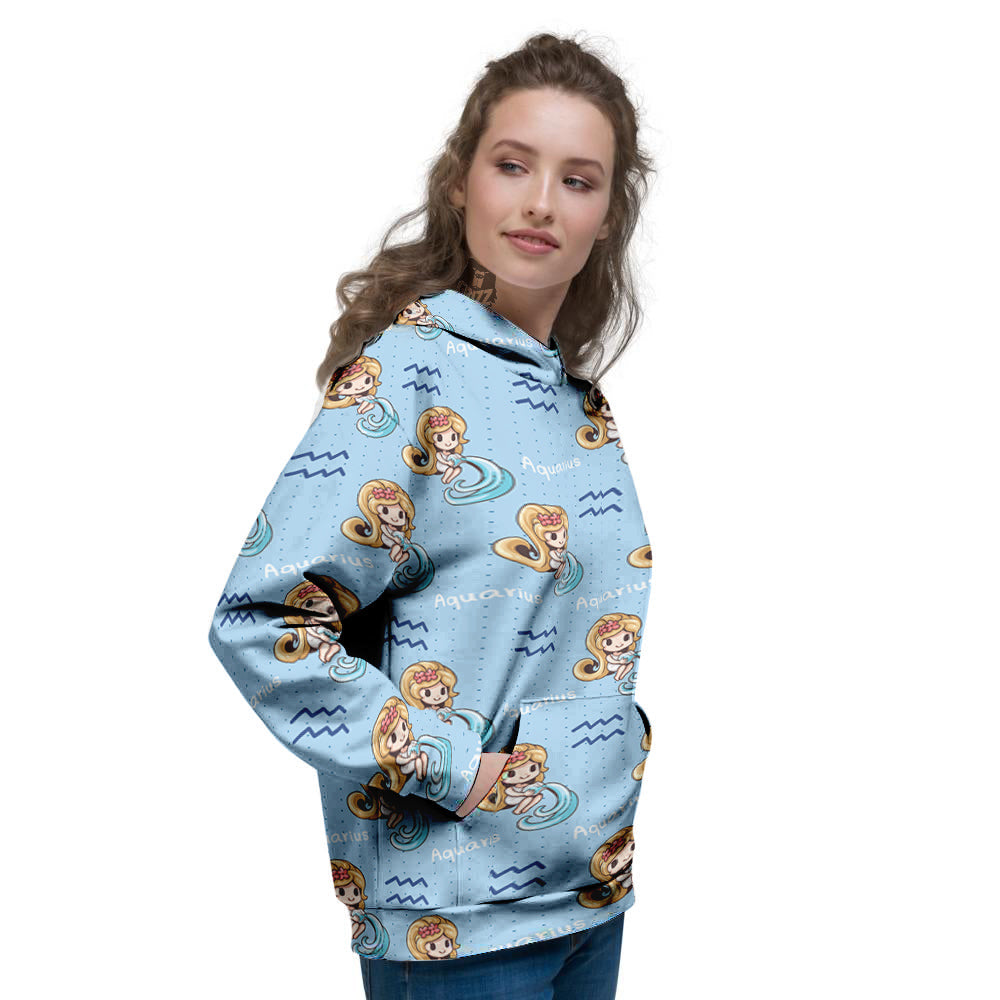 Aquarius Cute Cartoon Print Pattern Women's Hoodie-grizzshop
