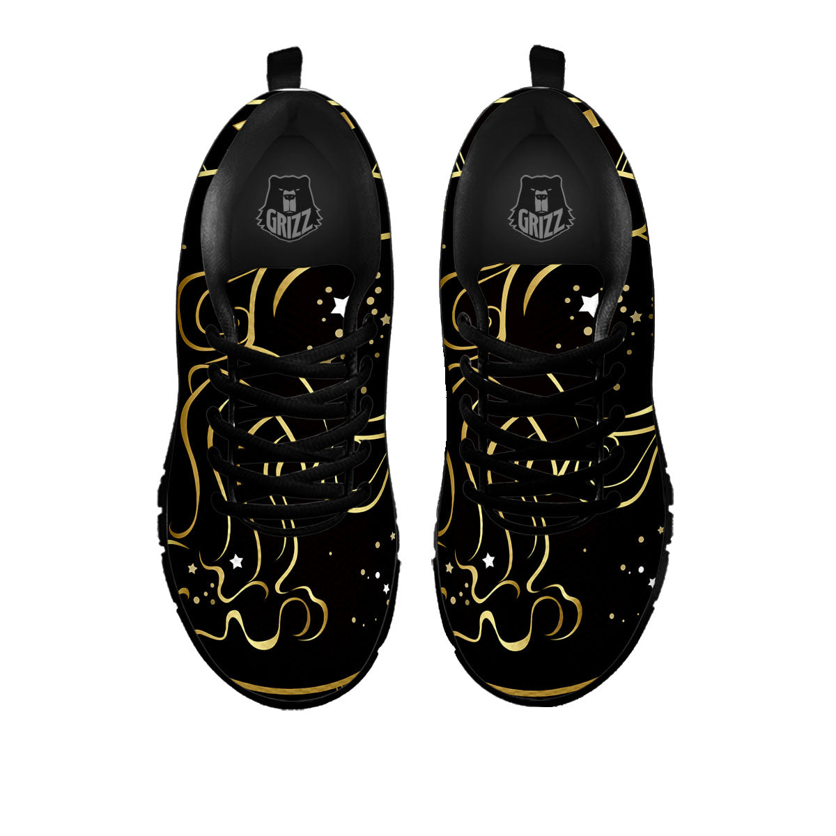 Aquarius Sign Black And Gold Print Black Sneaker-grizzshop