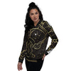 Aquarius Sign Black And Gold Print Women's Bomber Jacket-grizzshop