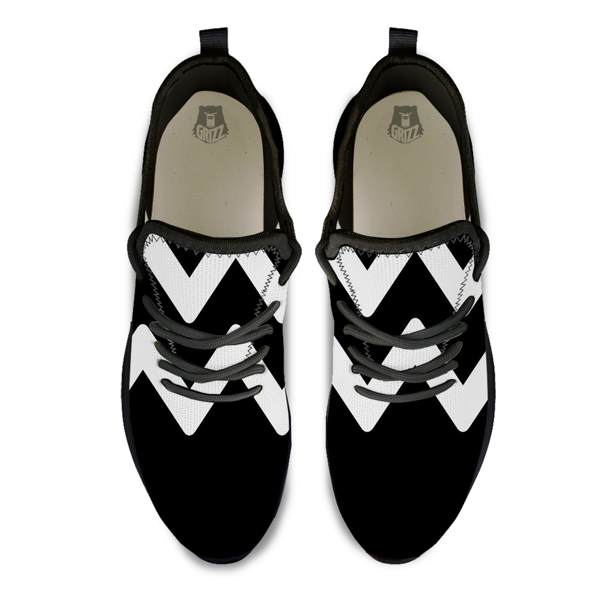 Aquarius Sign White And Black Print Black Athletic Shoes-grizzshop