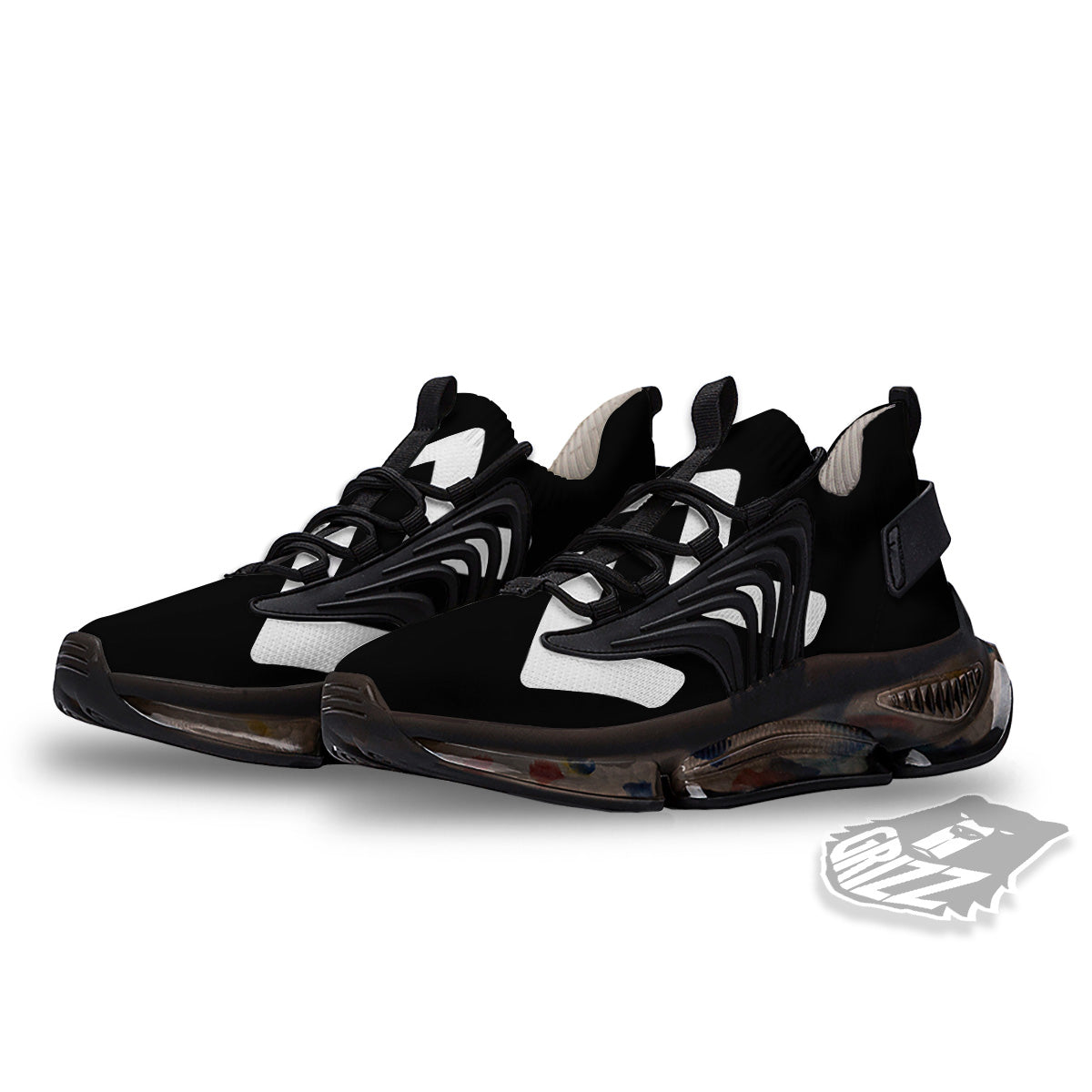 Aquarius Sign White And Black Print Black Gym Shoes-grizzshop