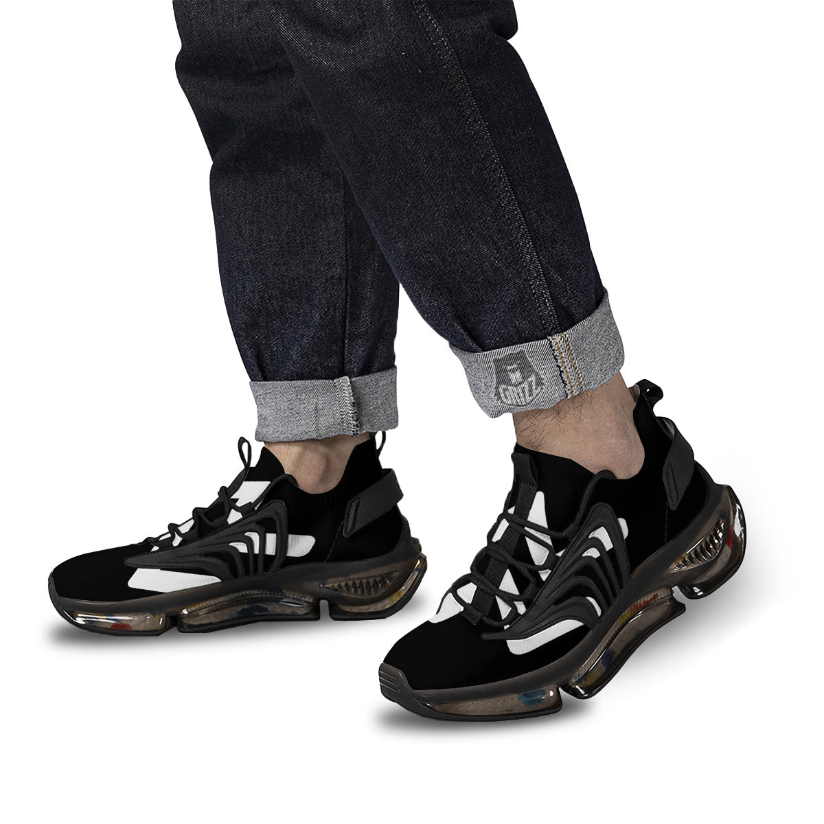 Aquarius Sign White And Black Print Black Gym Shoes-grizzshop