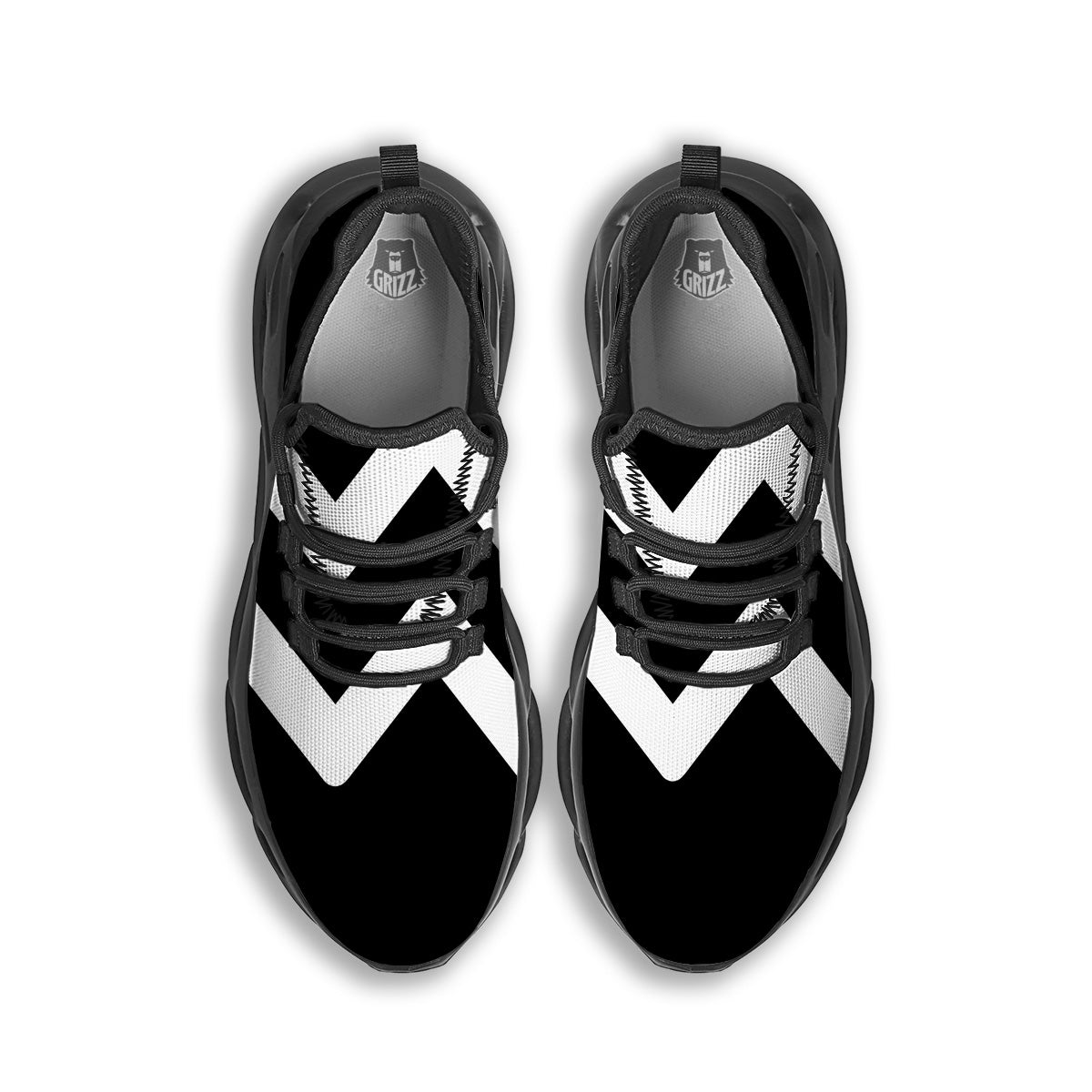 Aquarius Sign White And Black Print Black Running Shoes-grizzshop