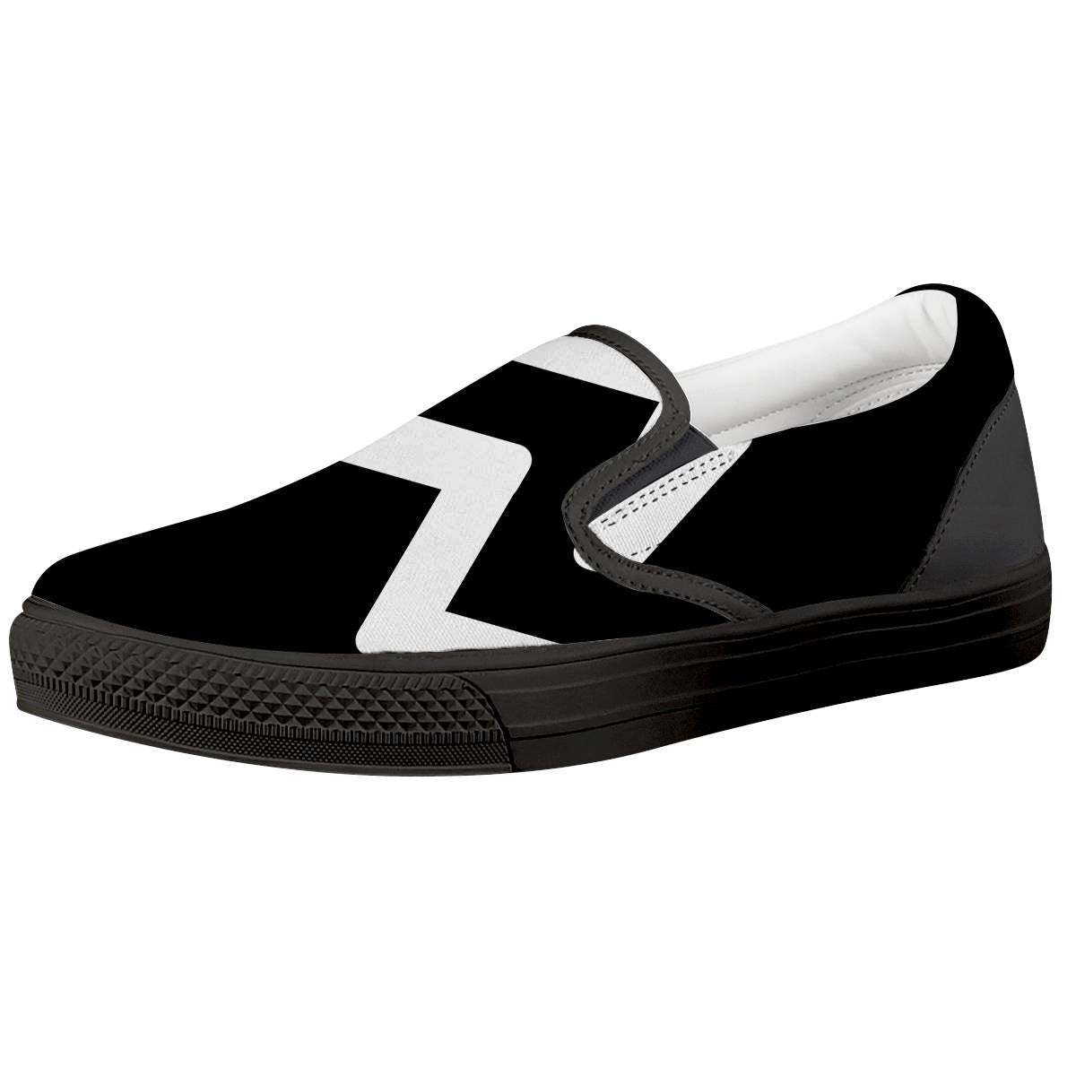 Aquarius Sign White And Black Print Black Slip On Shoes-grizzshop