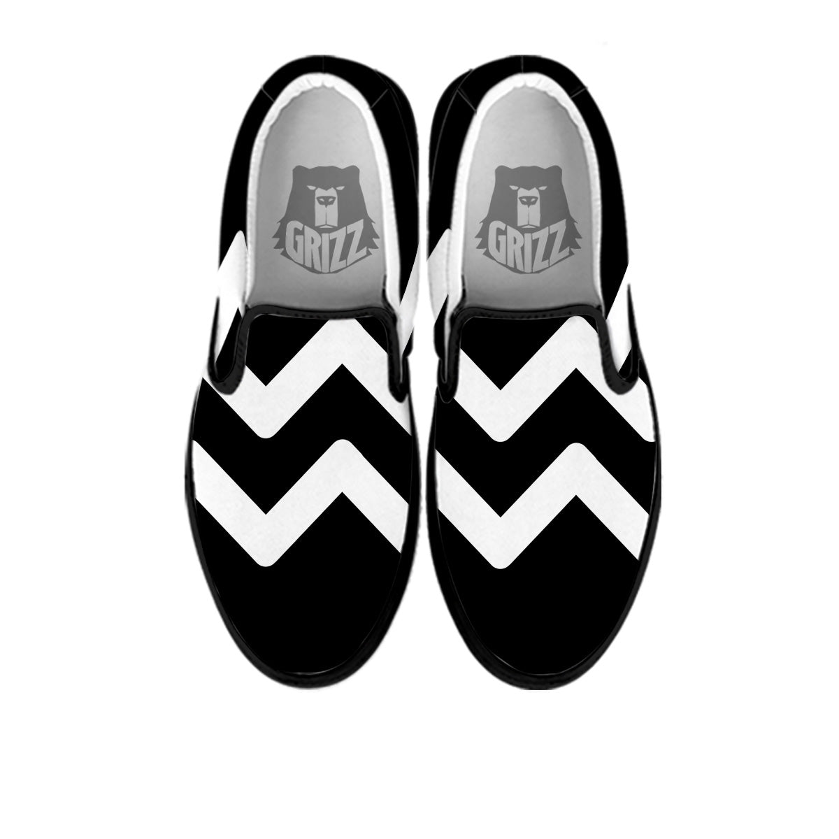 Aquarius Sign White And Black Print Black Slip On Shoes-grizzshop