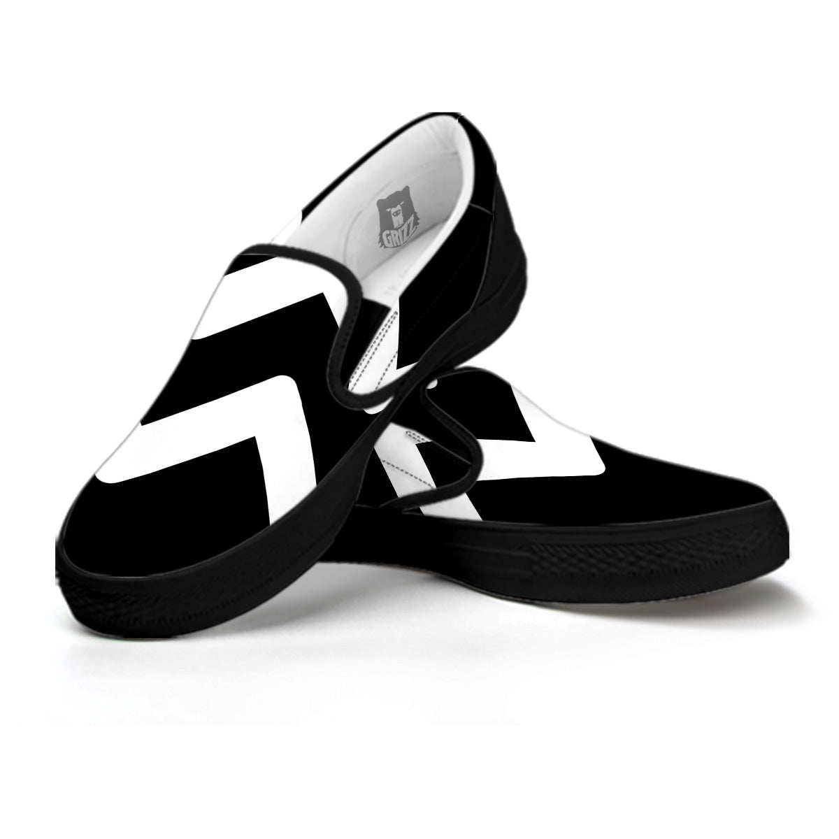 Aquarius Sign White And Black Print Black Slip On Shoes-grizzshop