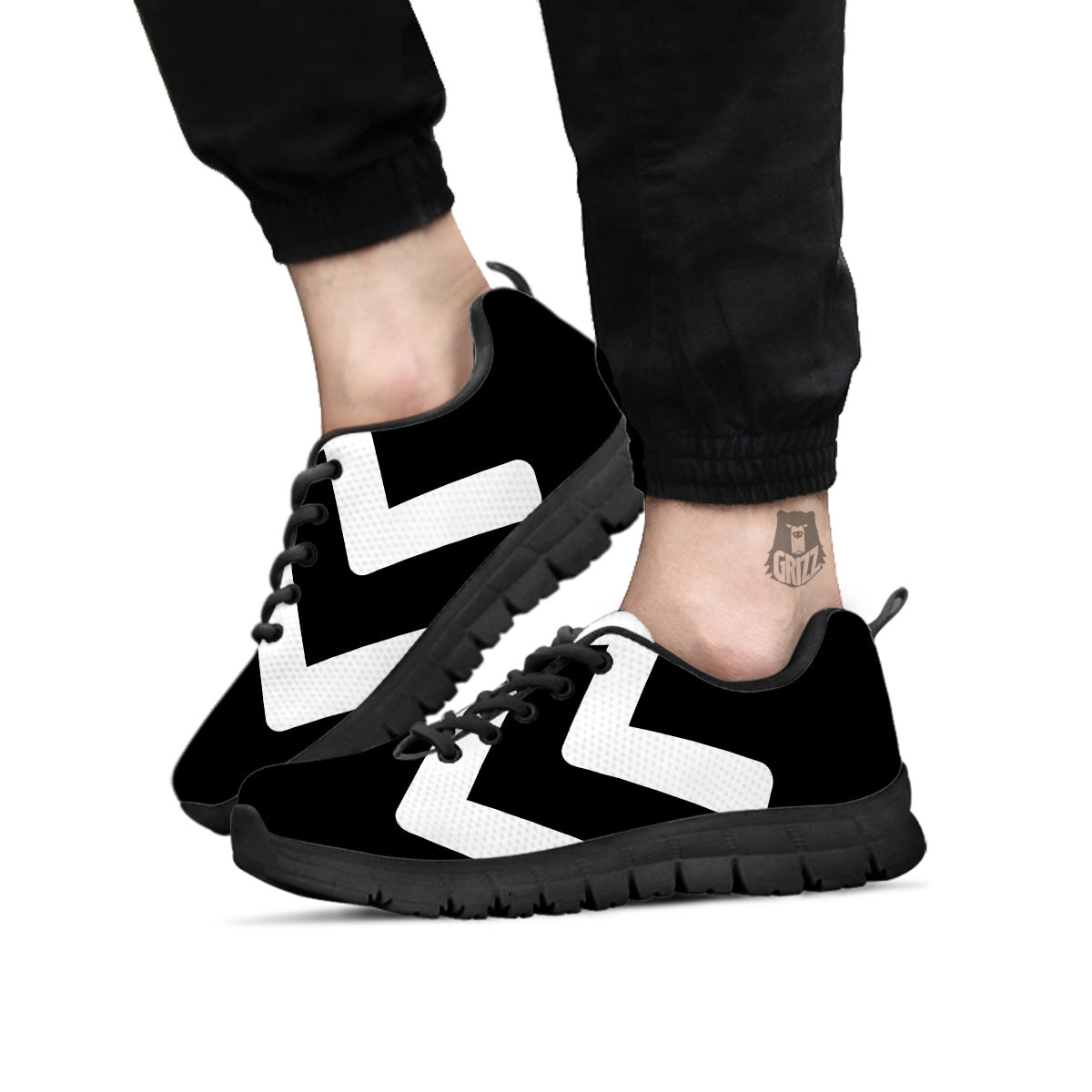 Aquarius Sign White And Black Print Black Sneaker-grizzshop