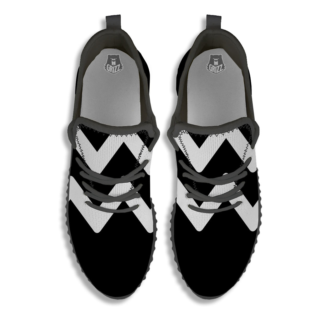 Aquarius Sign White And Black Print Black Walking Shoes-grizzshop