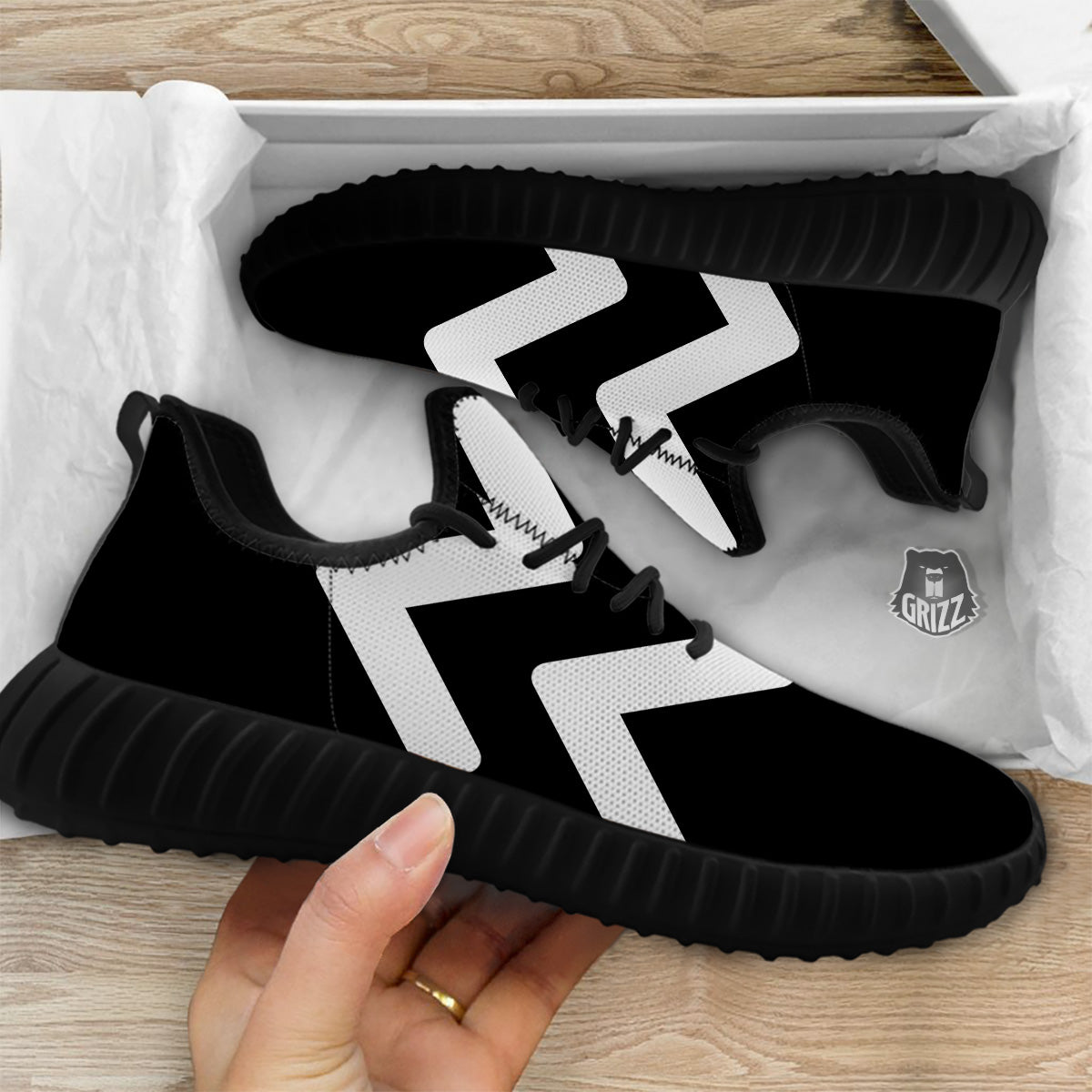 Aquarius Sign White And Black Print Black Walking Shoes-grizzshop