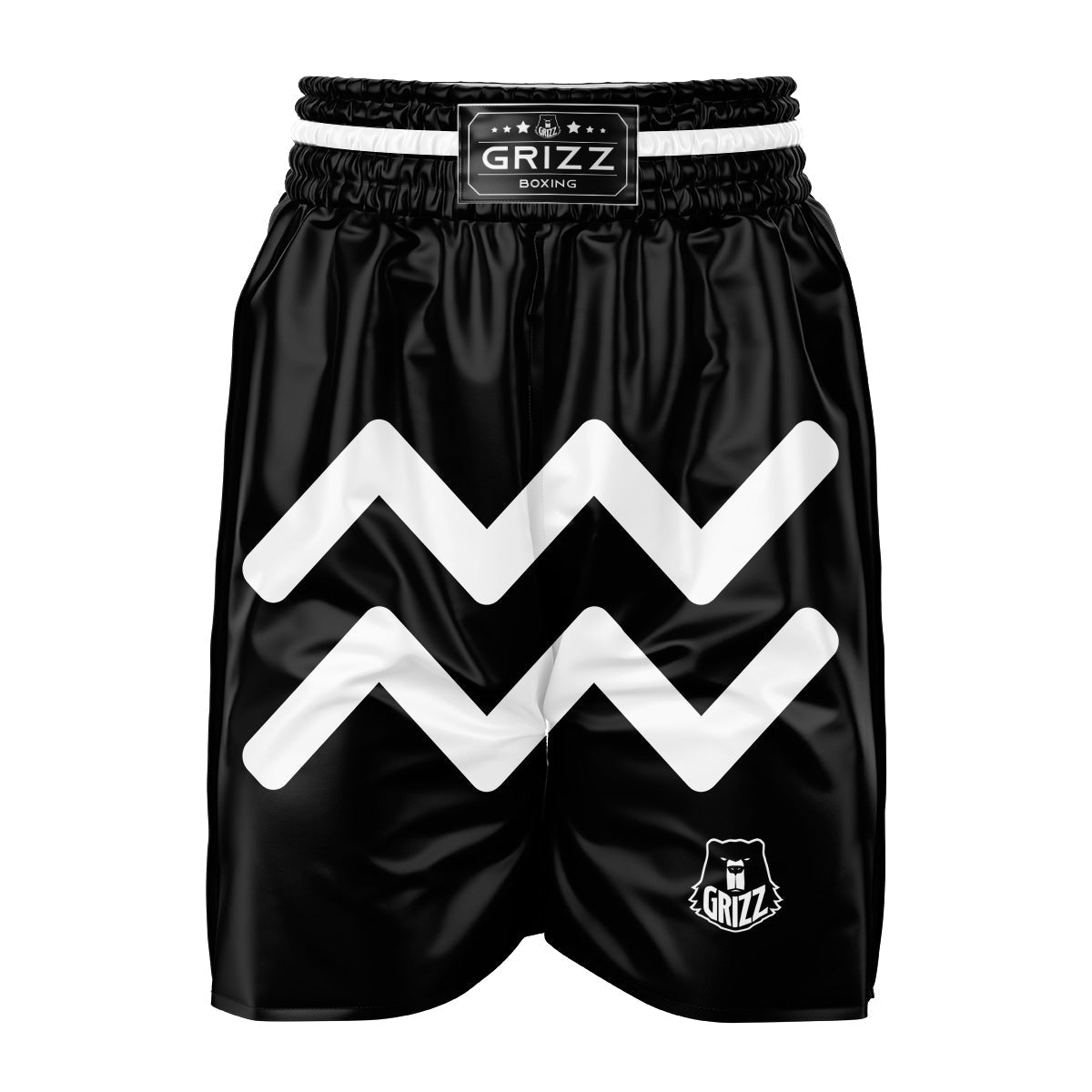 Aquarius Sign White And Black Print Boxing Shorts-grizzshop