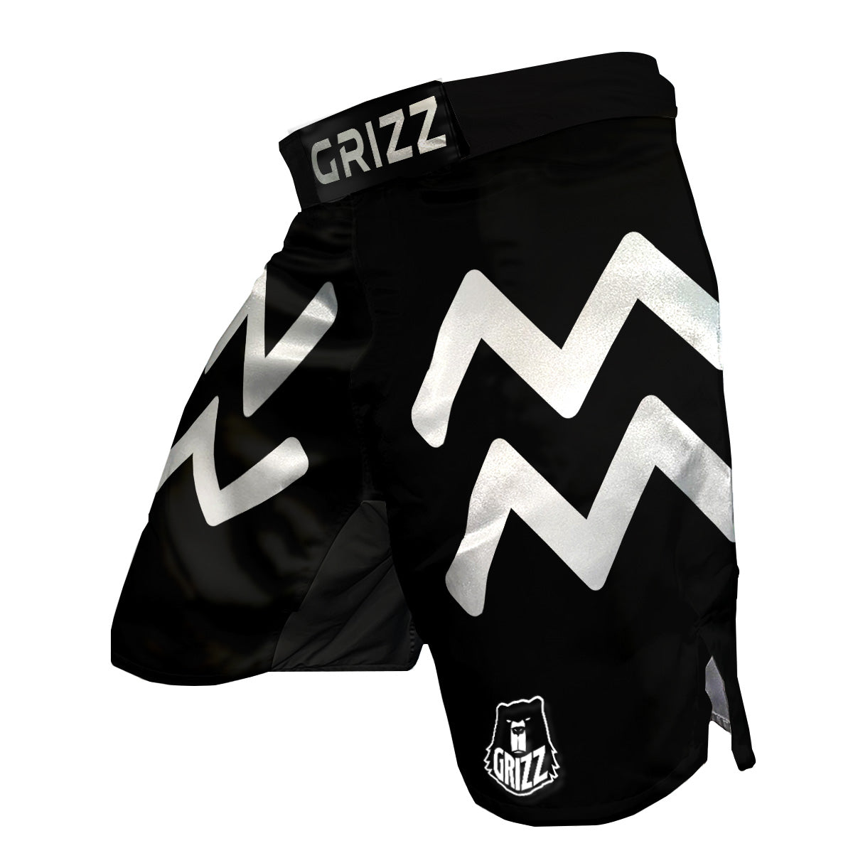 Aquarius Sign White And Black Print MMA Shorts-grizzshop