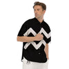 Aquarius Sign White And Black Print Men's Short Sleeve Shirts-grizzshop