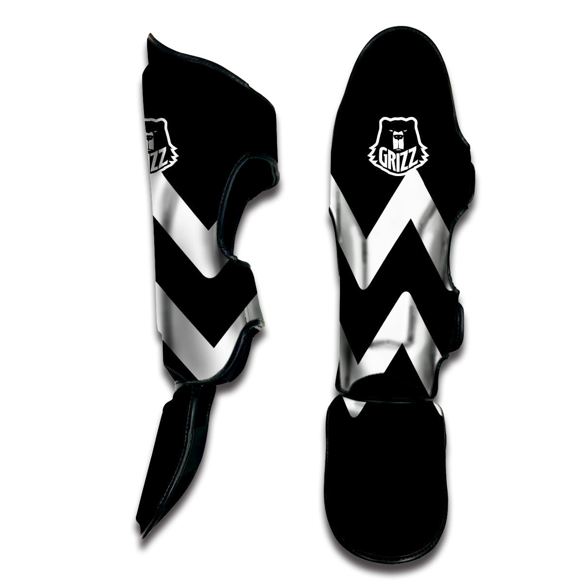 Aquarius Sign White And Black Print Muay Thai Shin Guards-grizzshop