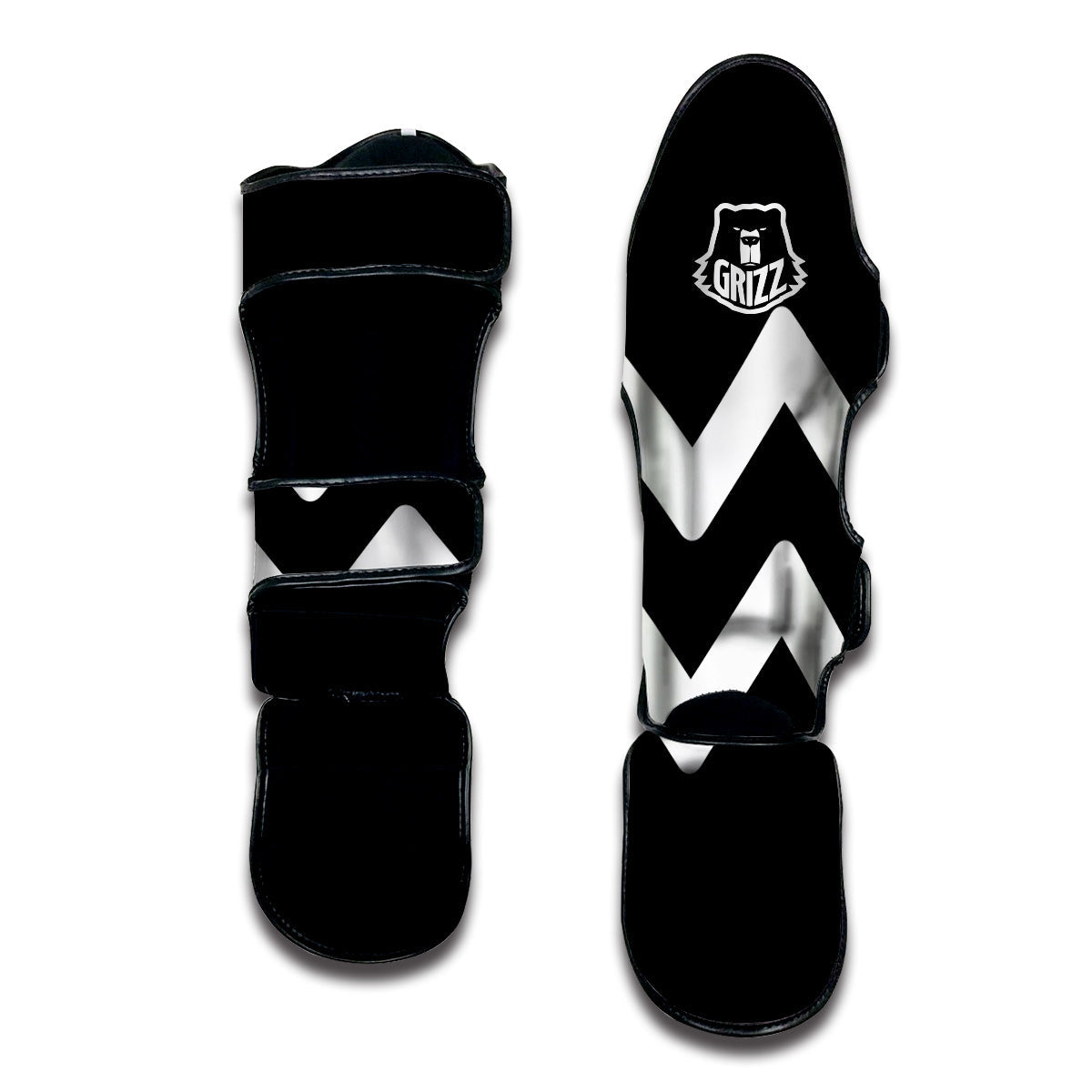 Aquarius Sign White And Black Print Muay Thai Shin Guards-grizzshop
