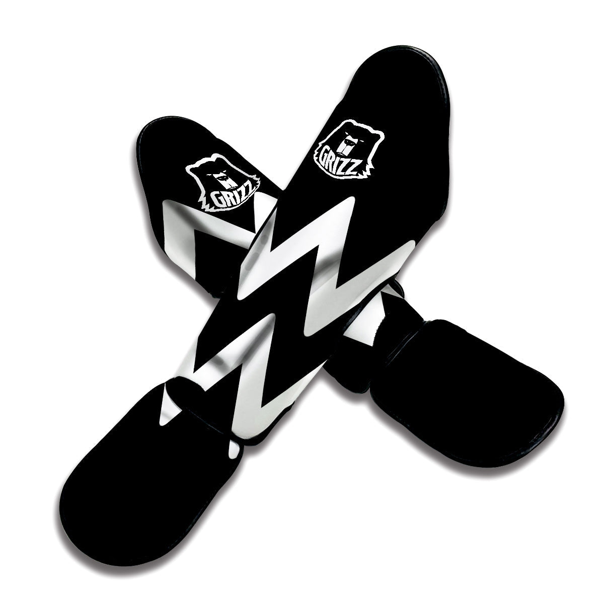 Aquarius Sign White And Black Print Muay Thai Shin Guards-grizzshop