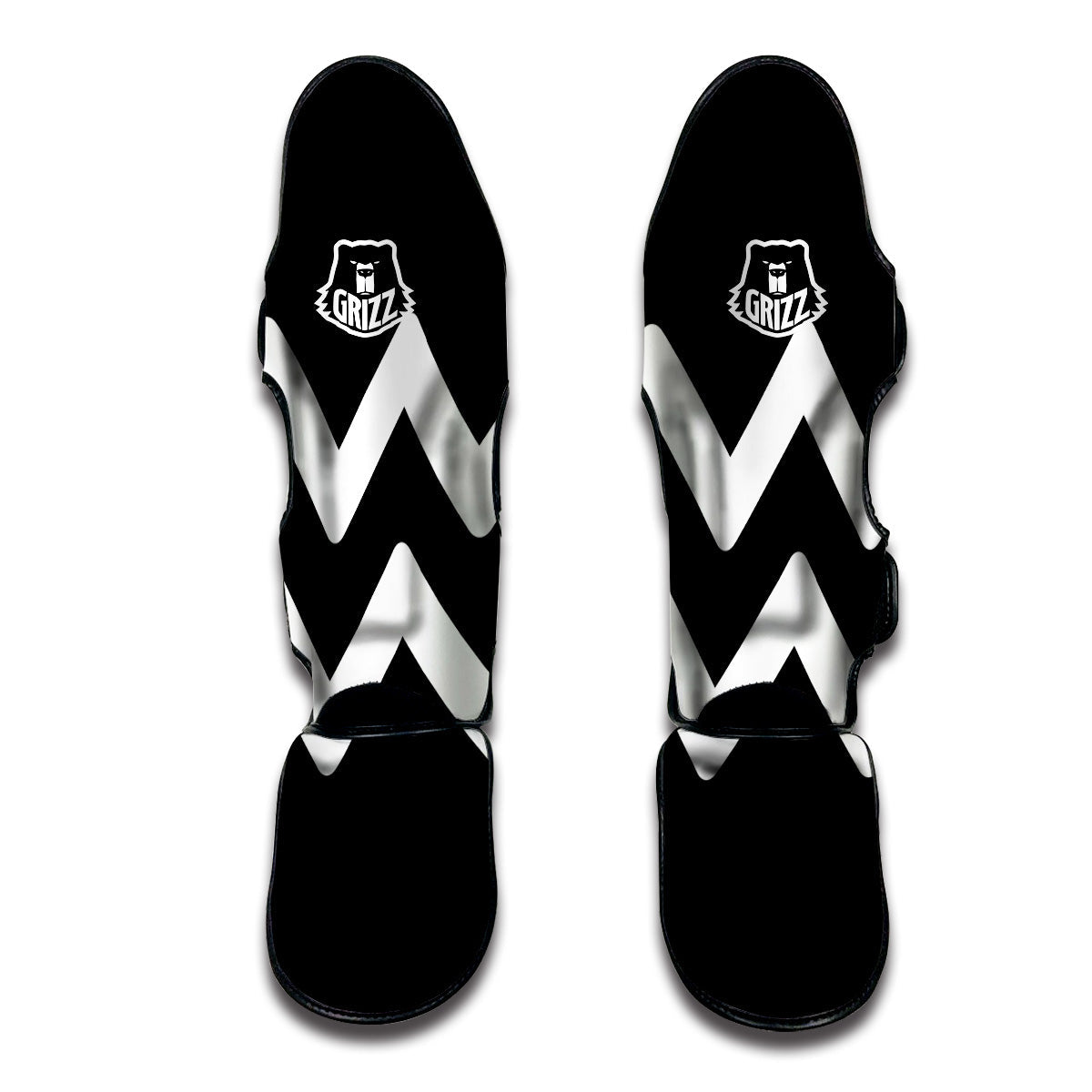 Aquarius Sign White And Black Print Muay Thai Shin Guards-grizzshop