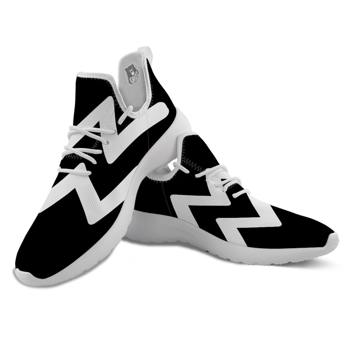 Aquarius Sign White And Black Print White Athletic Shoes-grizzshop