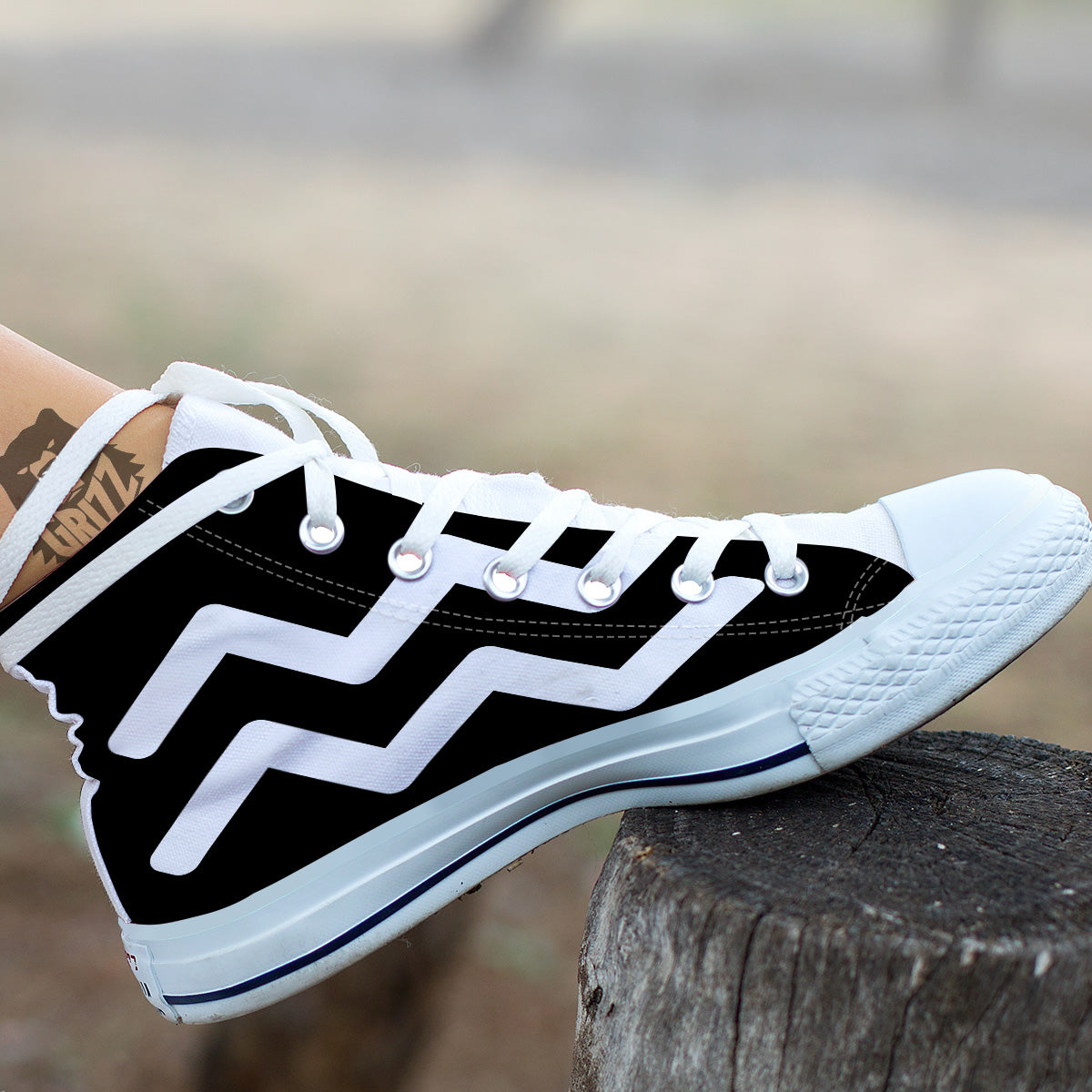 Aquarius Sign White And Black Print White High Top Shoes-grizzshop
