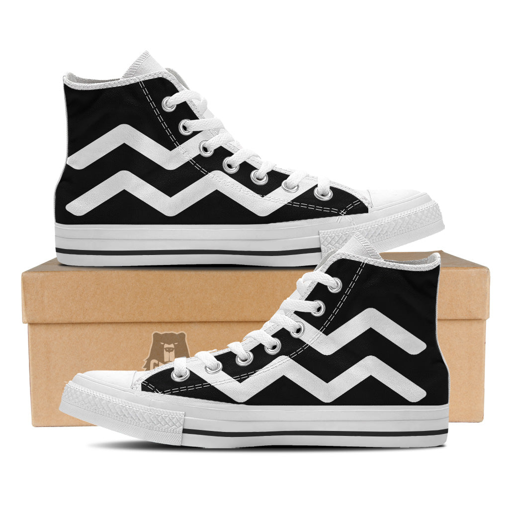 Aquarius Sign White And Black Print White High Top Shoes-grizzshop
