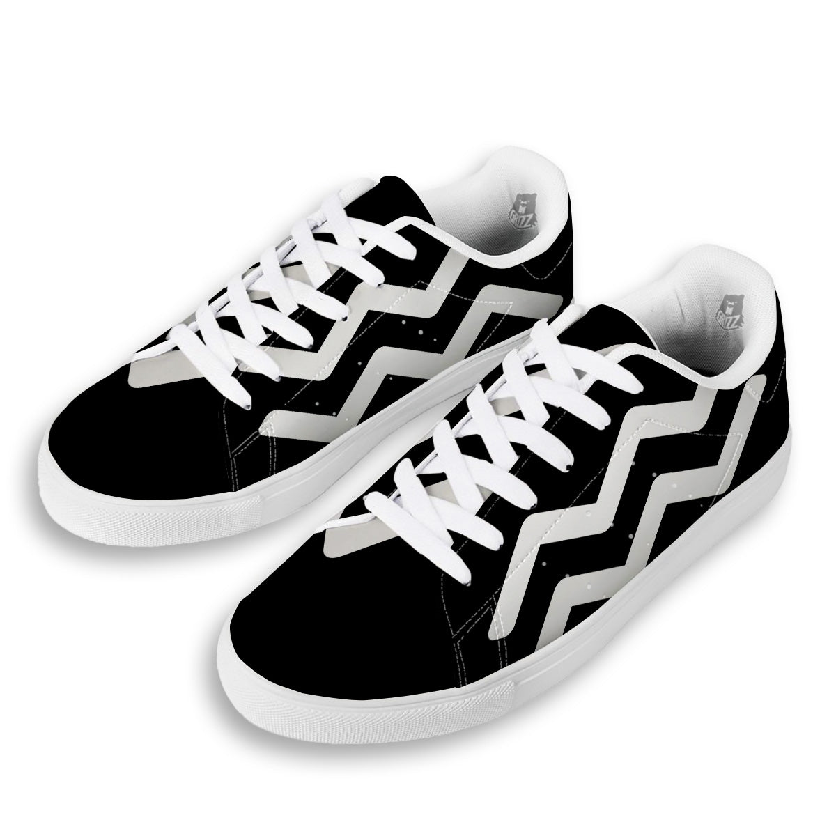 Aquarius Sign White And Black Print White Low Top Sneakers-grizzshop