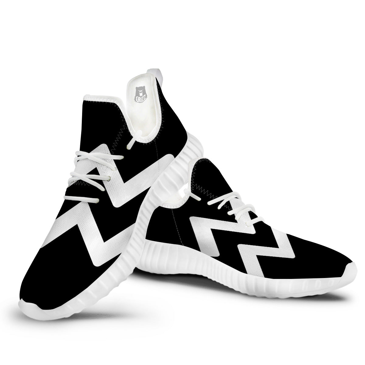 Aquarius Sign White And Black Print White Walking Shoes-grizzshop