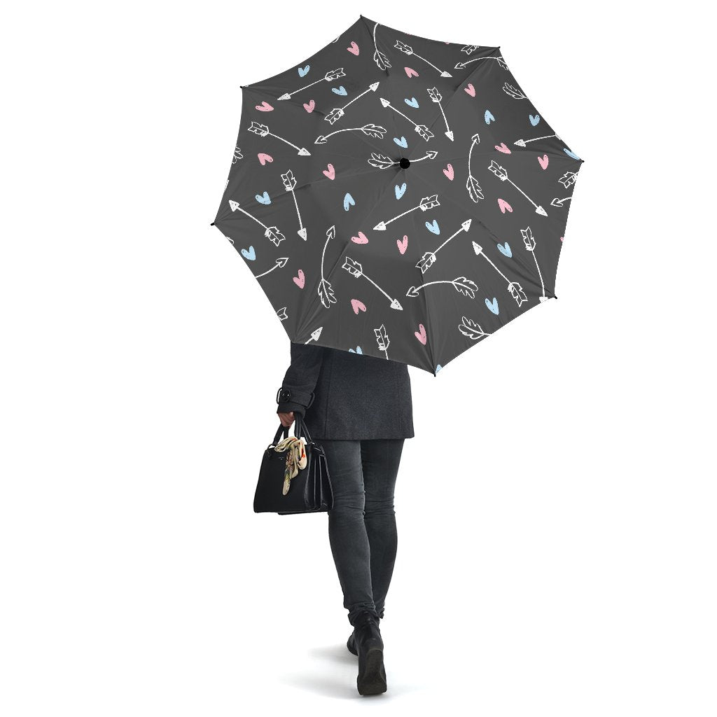 Archery Heart Pattern Print Automatic Foldable Umbrella-grizzshop