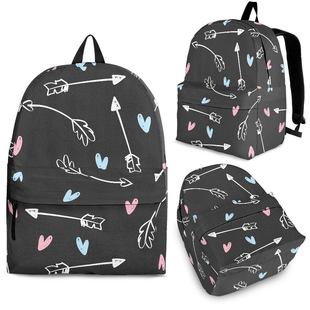 Archery Heart Pattern Print Backpack-grizzshop