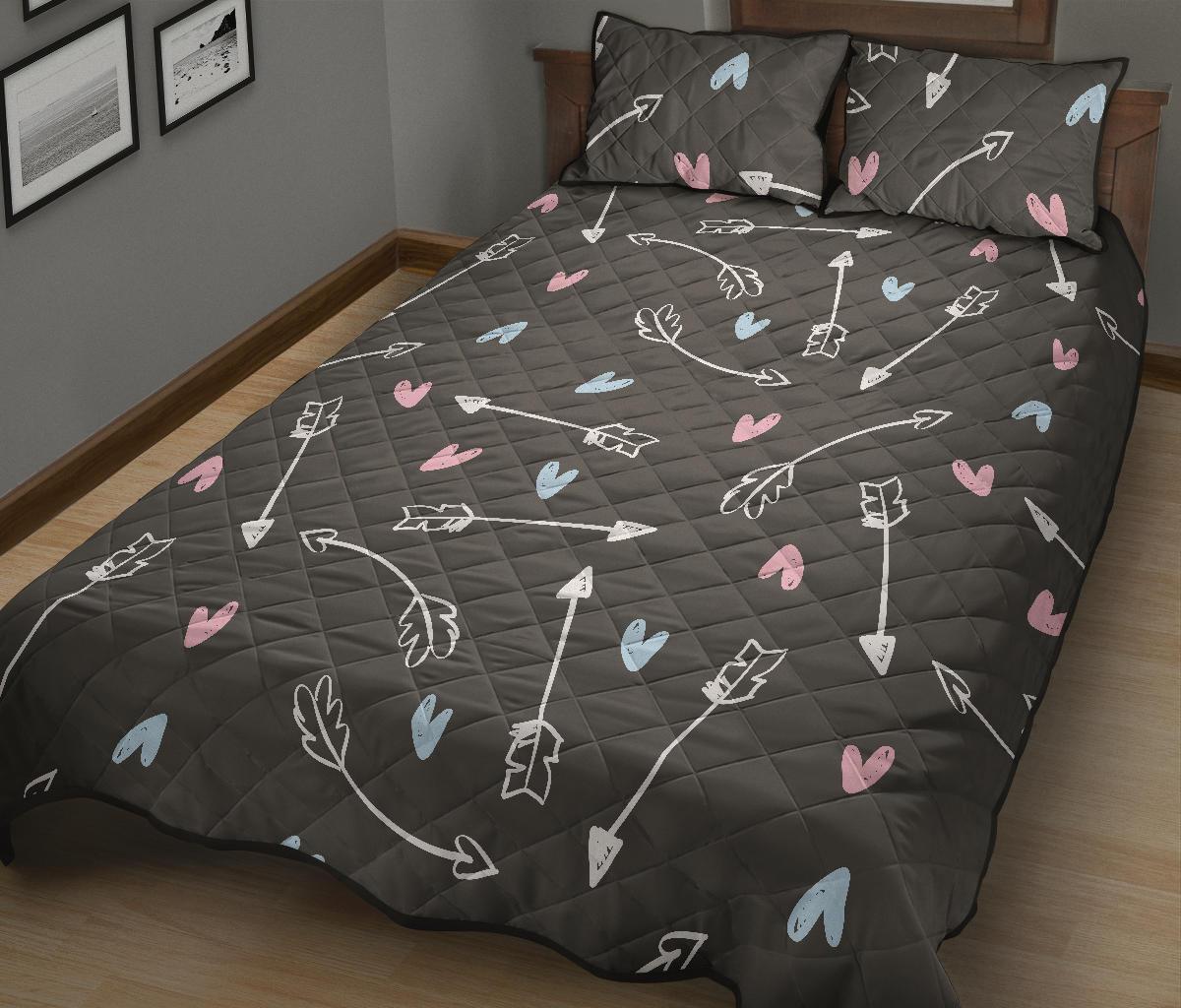 Archery Heart Pattern Print Bed Set Quilt-grizzshop