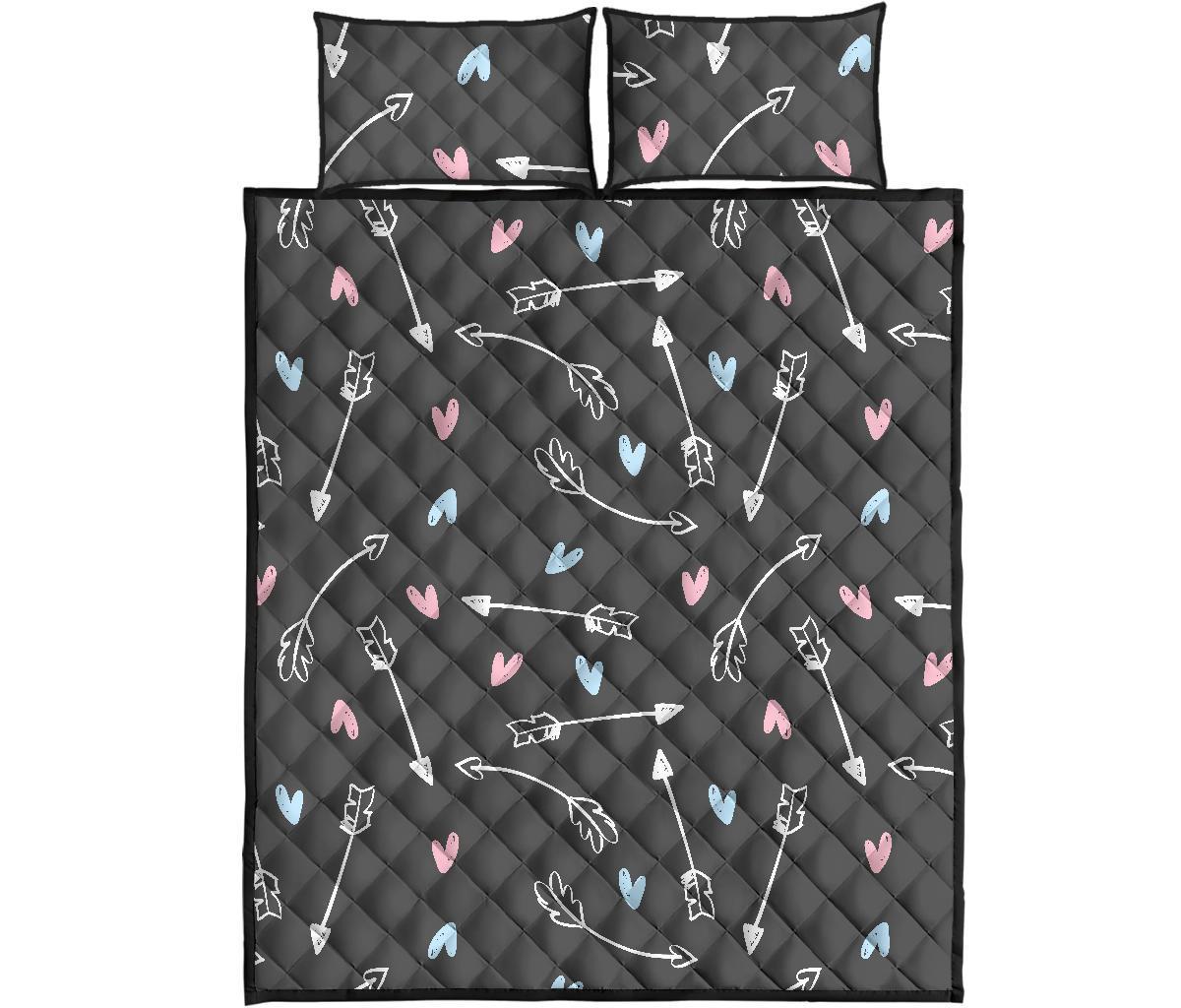 Archery Heart Pattern Print Bed Set Quilt-grizzshop