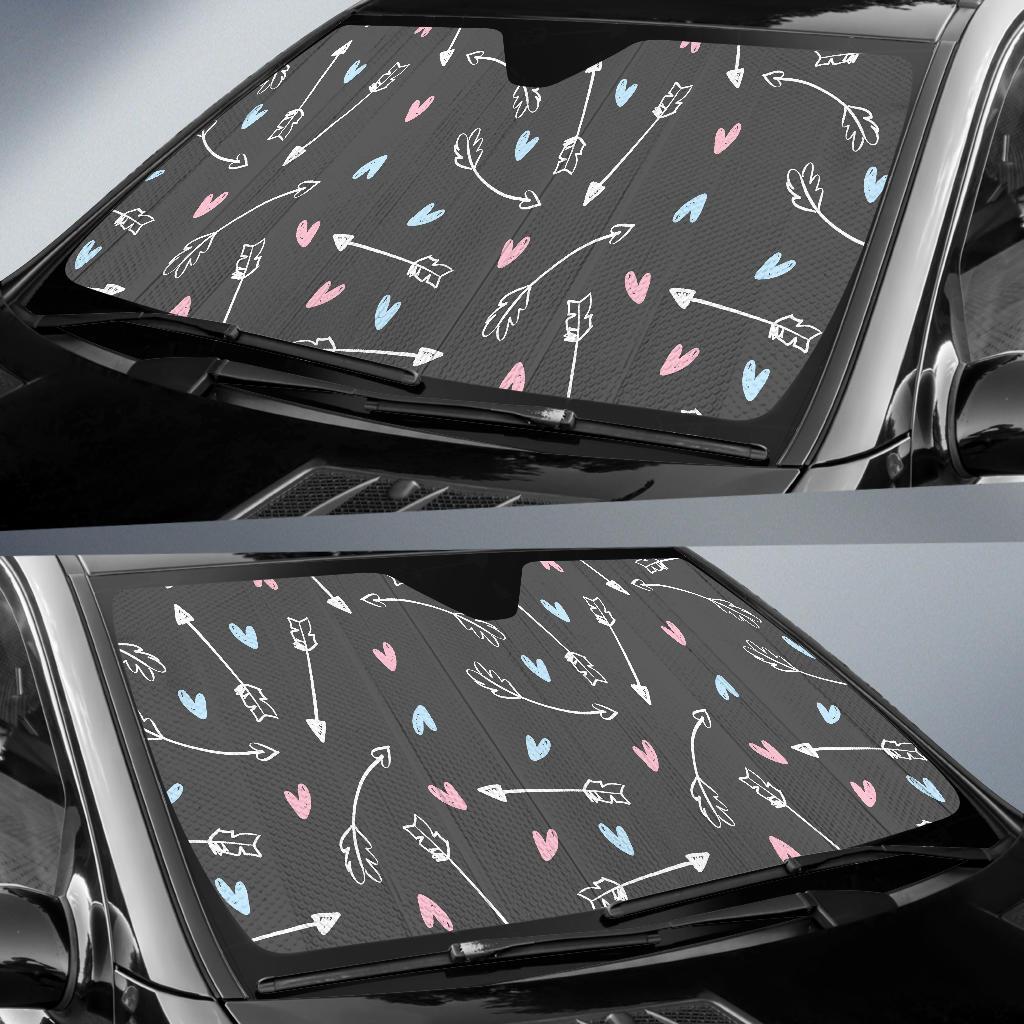 Archery Heart Pattern Print Car Sun Shade-grizzshop