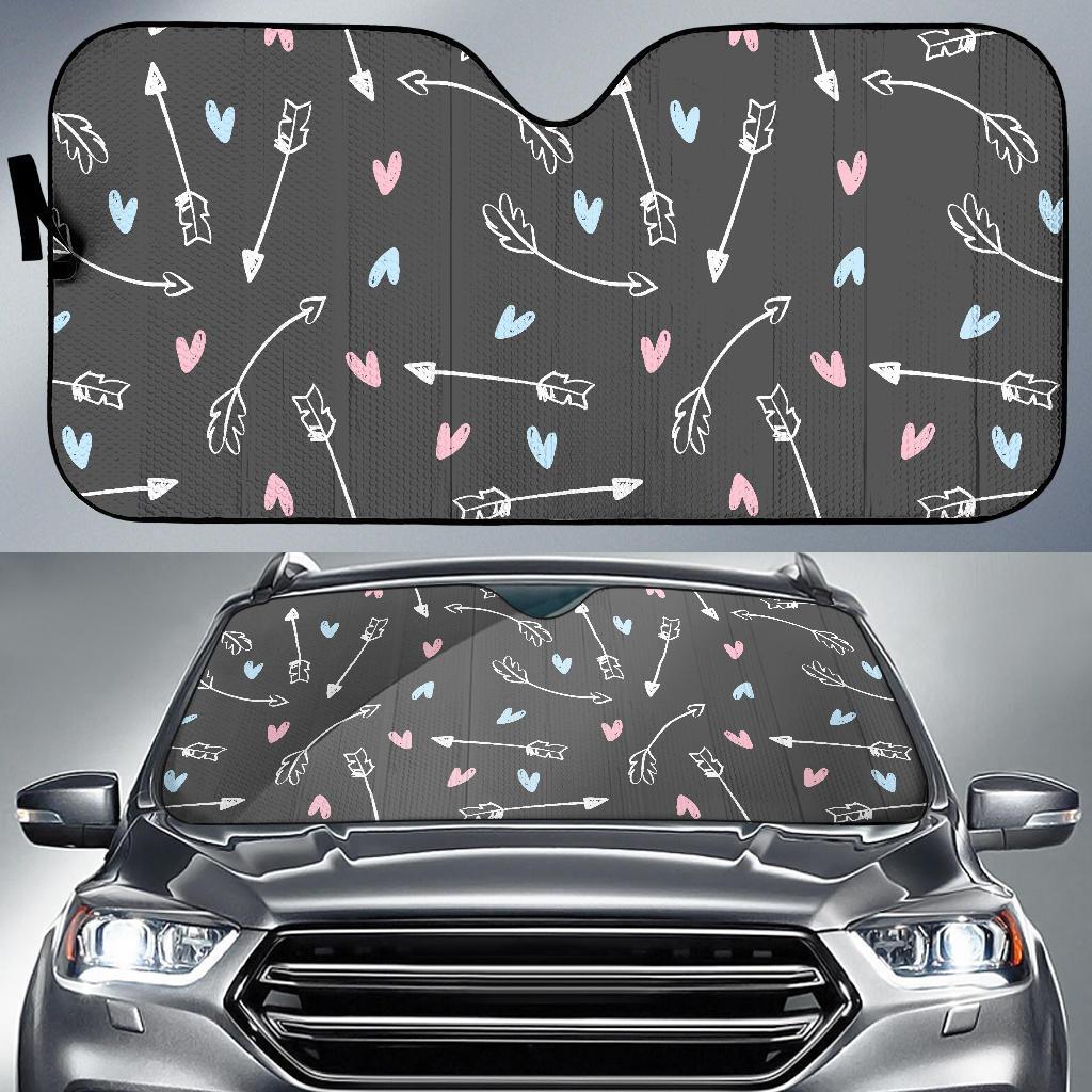 Archery Heart Pattern Print Car Sun Shade-grizzshop