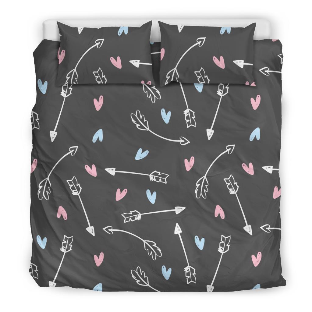 Archery Heart Pattern Print Duvet Cover Bedding Set-grizzshop