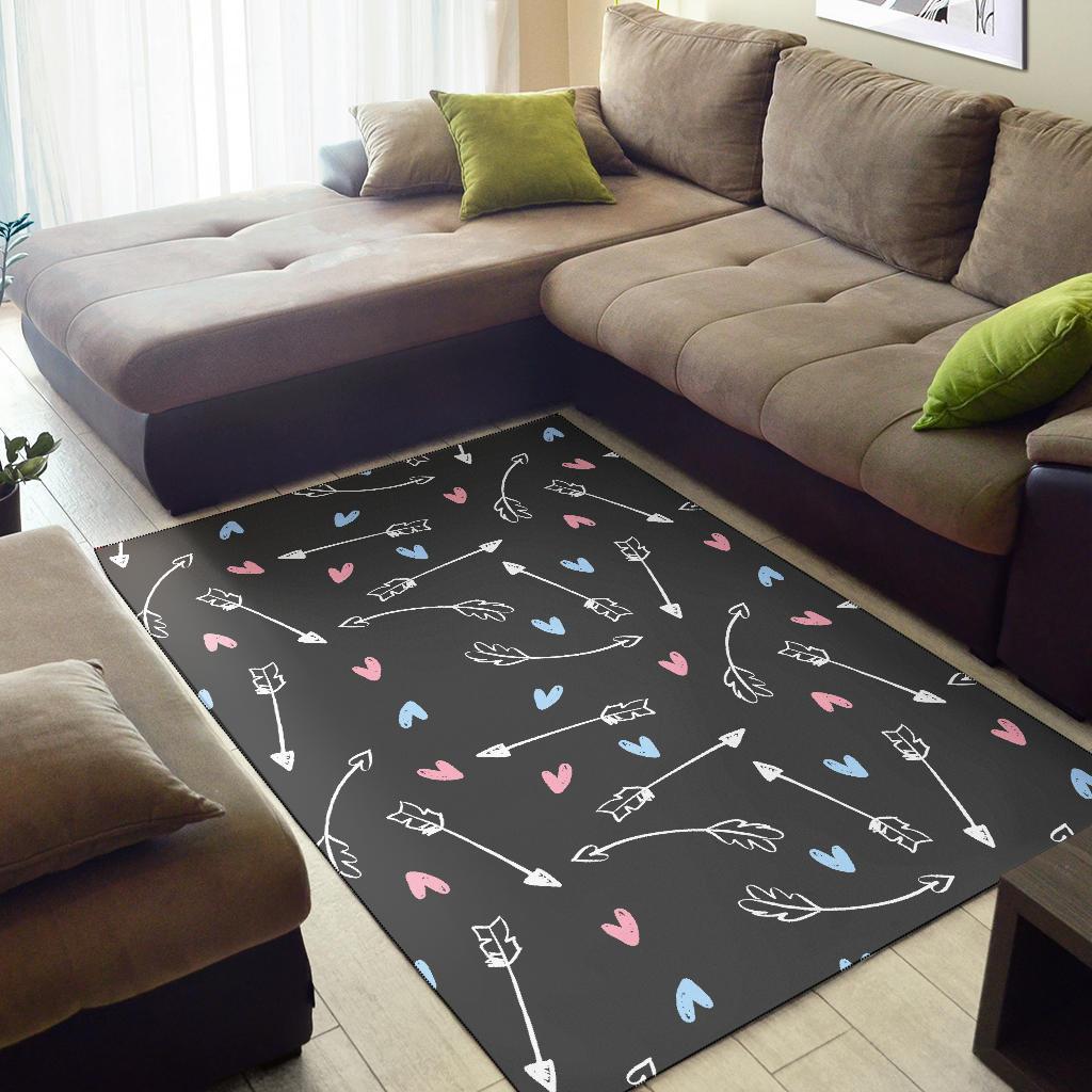 Archery Heart Pattern Print Floor Mat-grizzshop