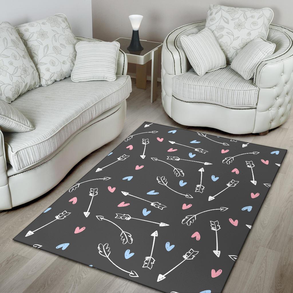 Archery Heart Pattern Print Floor Mat-grizzshop