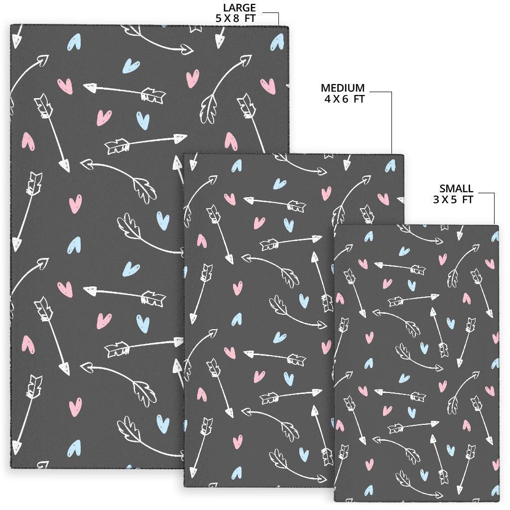 Archery Heart Pattern Print Floor Mat-grizzshop