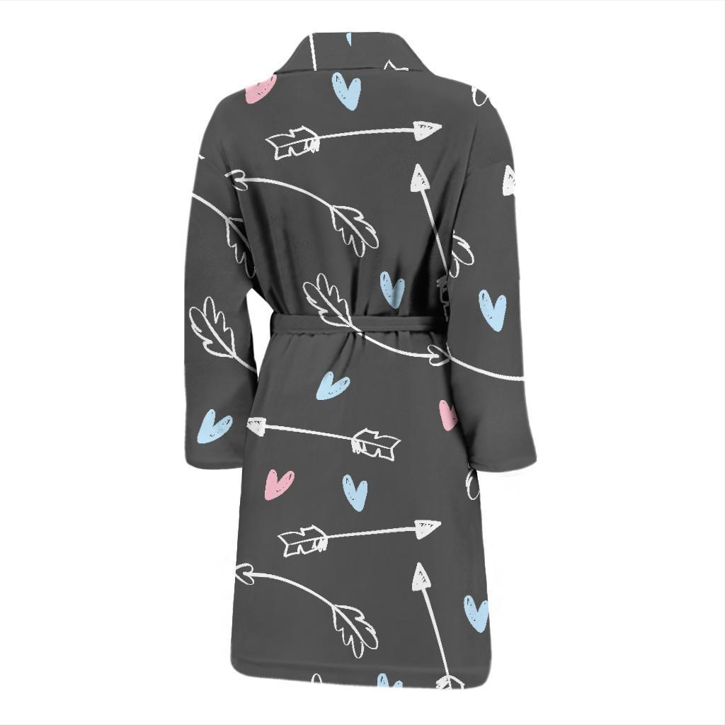 Archery Heart Pattern Print Men Long Robe-grizzshop