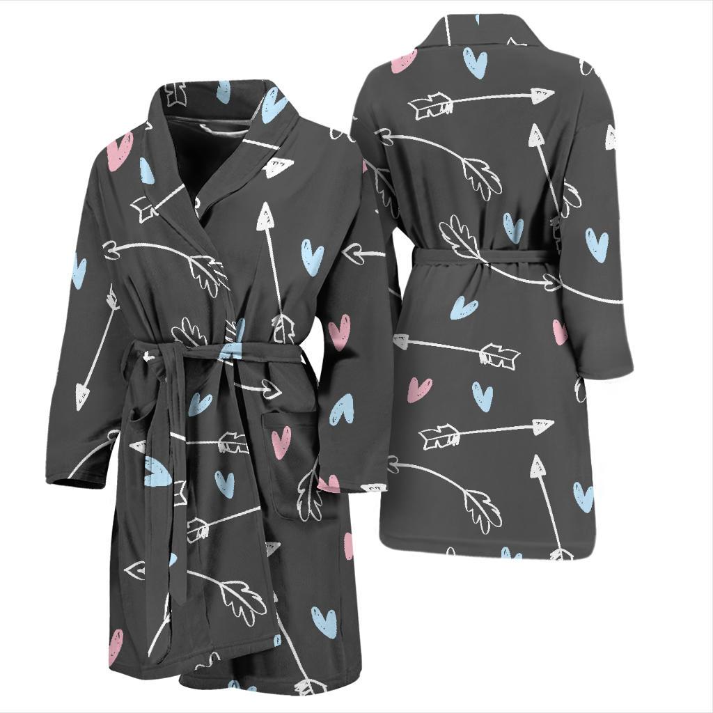 Archery Heart Pattern Print Men Long Robe-grizzshop