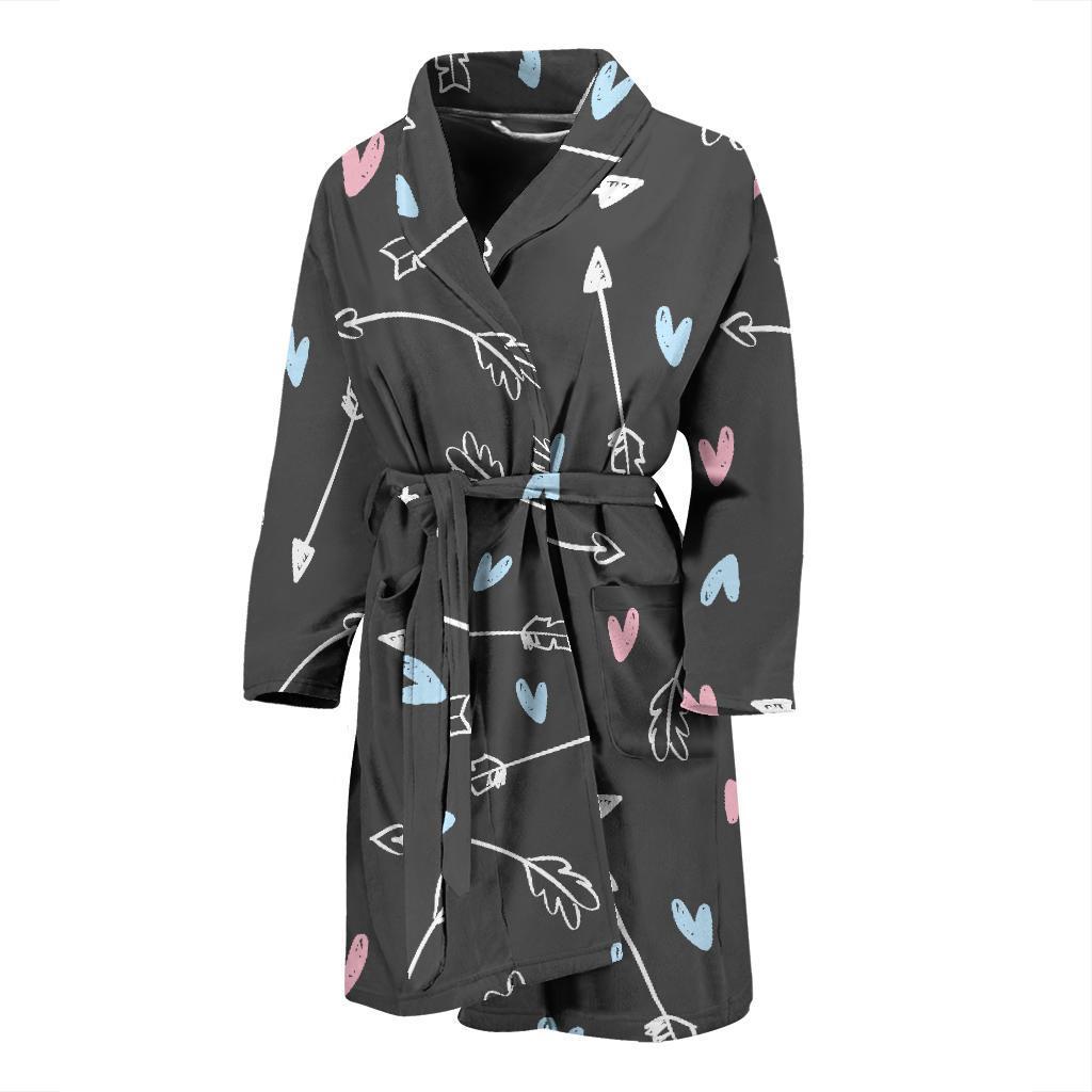 Archery Heart Pattern Print Men Long Robe-grizzshop