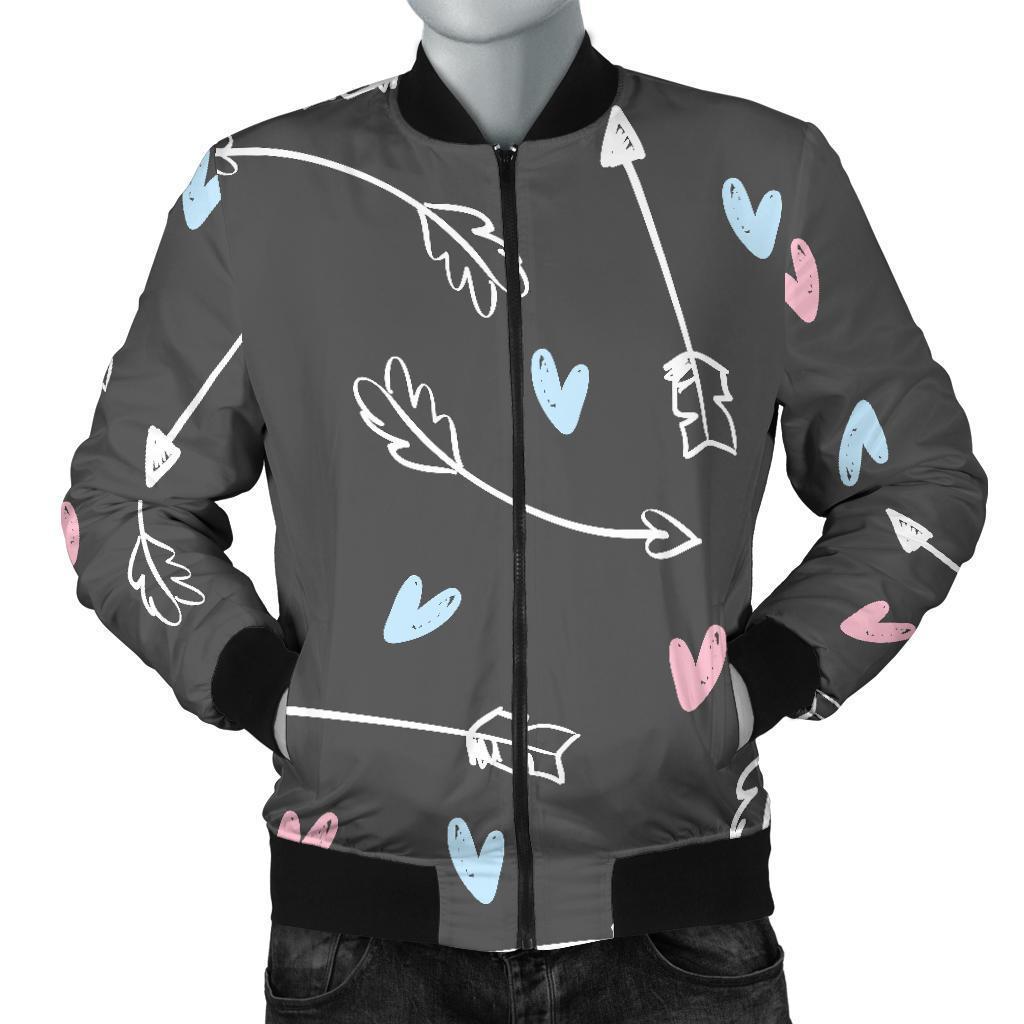 Archery Heart Pattern Print Men's Bomber Jacket-grizzshop