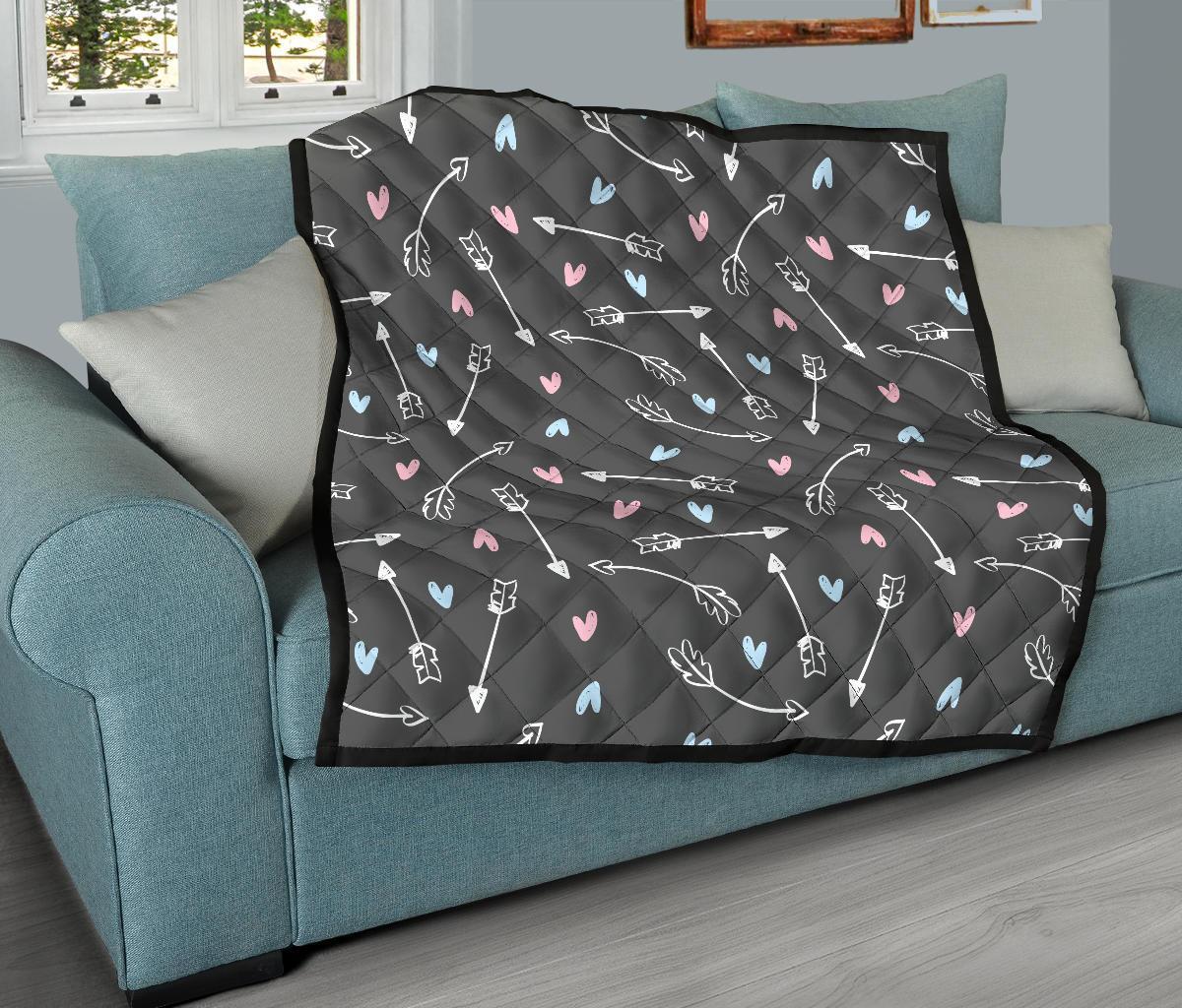 Archery Heart Pattern Print Quilt-grizzshop
