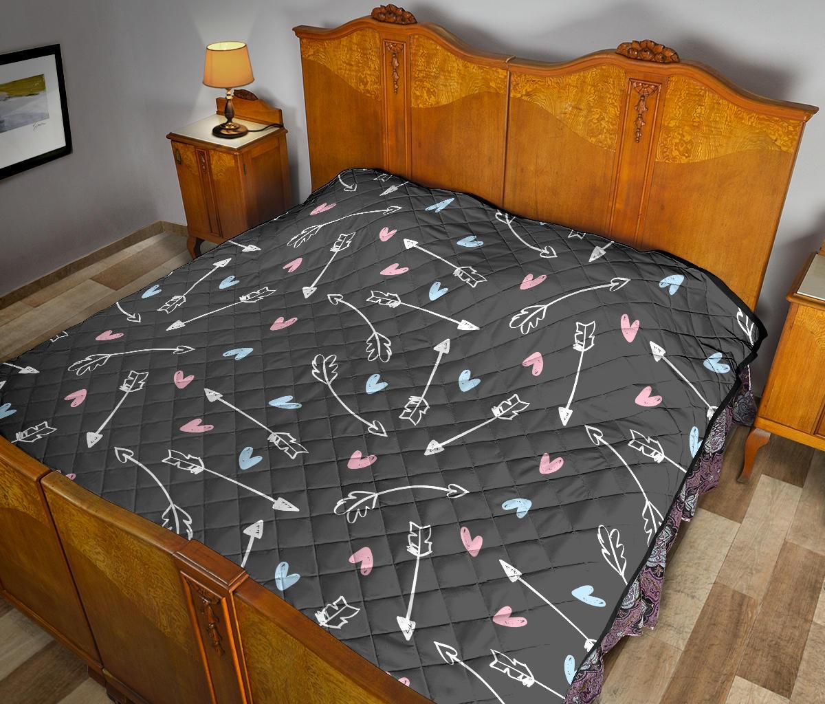 Archery Heart Pattern Print Quilt-grizzshop